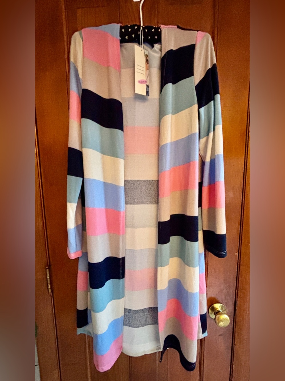 Open-Front Striped Cardigan Sweater in Pastel Multicolor